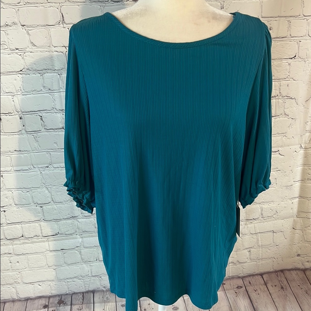 XXL LC Lauren Conrad half sleeve teal scoop neck  Women's Top. NWT